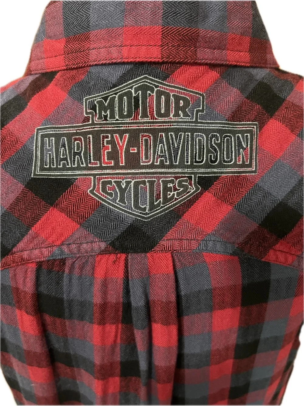 Harley-Davidson Dip-Dye Plaid Full Button Sleeveless Shirt